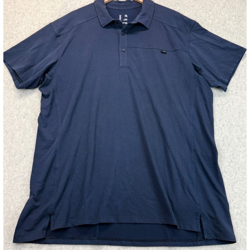 Arc'teryx Mens Performance Captive Polo Shirt Blue Short Sleeve Collared 2XL